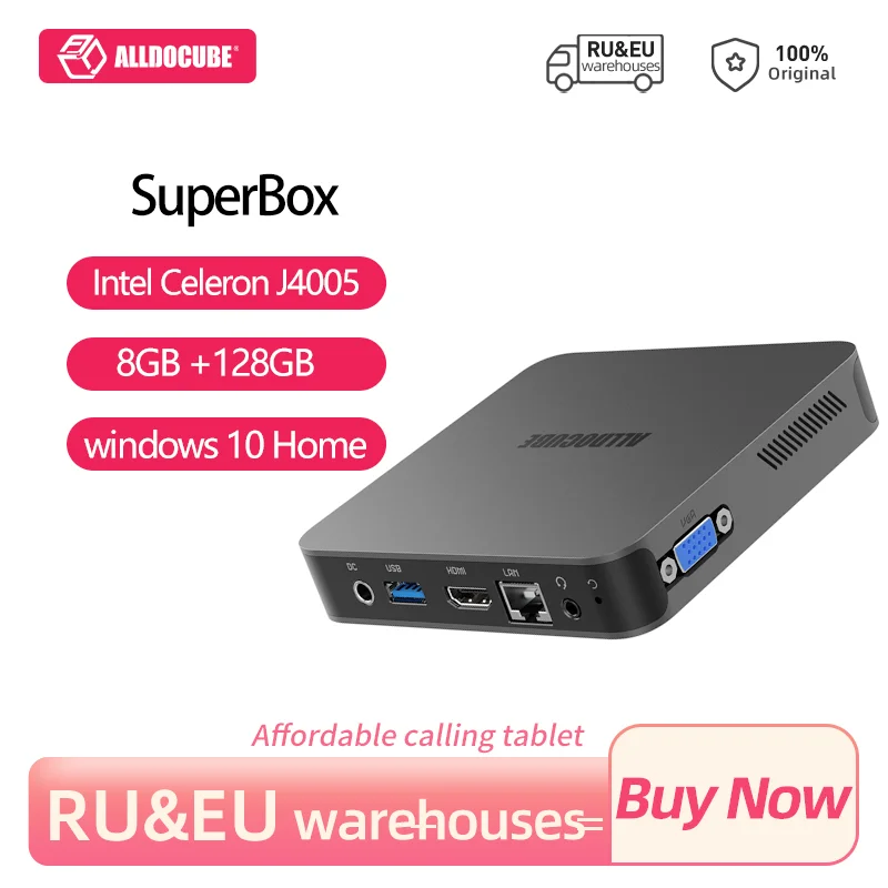 ALLDOCUBE SuperBox мини ПК Intel Celeron J4005 LPDDR4 8 ГБ + 128 Windows 10 Настольный компьютер 4K HDMI VGA