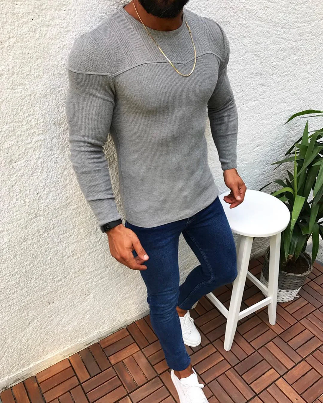 Men Sweater 2021 Autumn Winter Slim Fit Long Sleeve Pullover Round Neck Sweater Top Men Fashion Solid Color Knitted Sweater Men