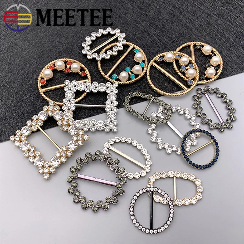 Meetee 5 шт. Стразы три скользящие пряжки сплав жемчужный пояс одежда украшение в