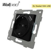 diy black eu schuko socket with 2 usb charging ports 5 1dc 2 1a for eu round box function key only