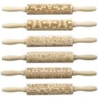 Рождественский принт лося Скалка Дерево Лазерная гравировка тиснильный валик для приготовления торта пирог Лапша формовочная машина для печенья деревянные палочки, красная объемная точка, парафиновый принтер gelli (