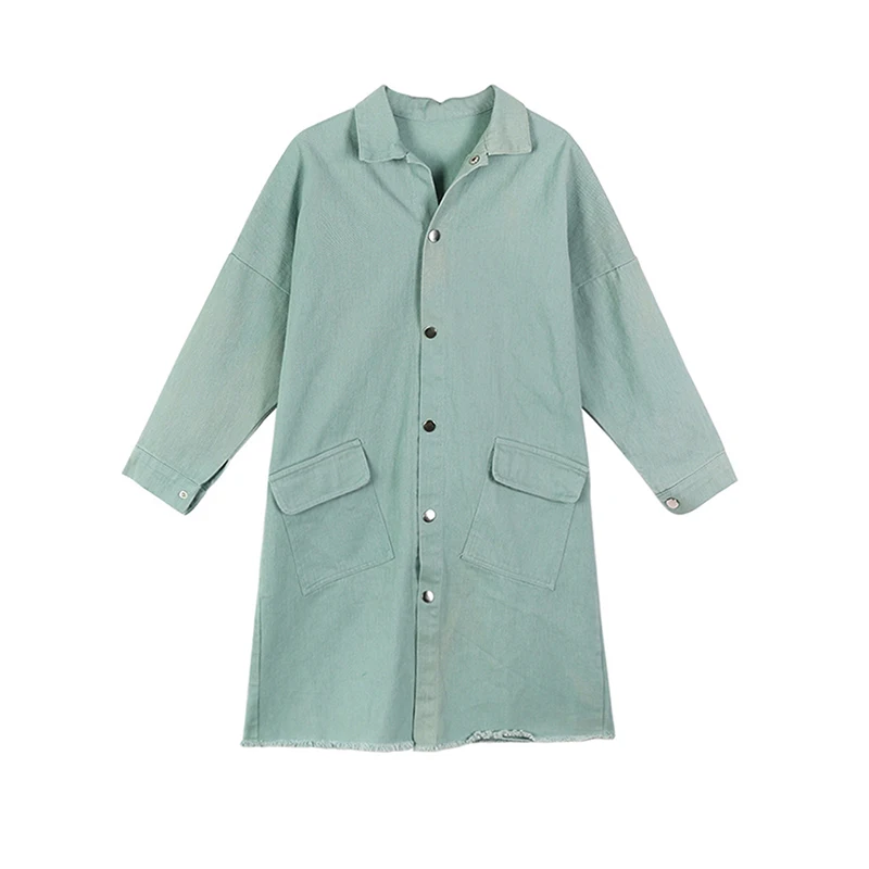 

2021 Spring Streetwear Sequin Holes Long Denim Jacket Fashion Loose Jeans Jackets Women Harajuku Candy Color Female Basic Coats