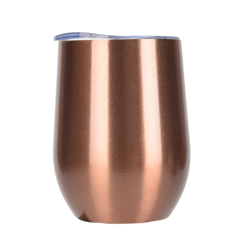 without Handle 12 унций bpa бесплатно с двойными стенками из нержавеющей стали, для молока, для питья, пива, вина, чашка, креативная форма яйца, кружка для кофе, чая, как крышка с ручкой - Цвет: without Handle