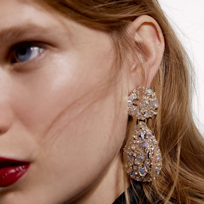 JURAN ZA, новая мода, геометрические висячие серьги с кристаллами,, Boho, ручной работы, висячие серьги для женщин, ювелирное изделие, подарок