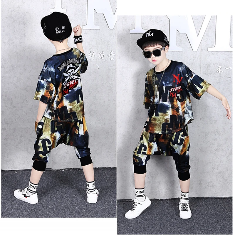 Комплект летней детской одежды для мальчиков свободная Спортивная футболка с