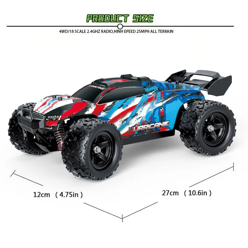 High speed 40km/h 1:18 4 wheel drive rc Monster Truck car 2.4Ghz big foot 380 motor remote control car toy gift enlarge
