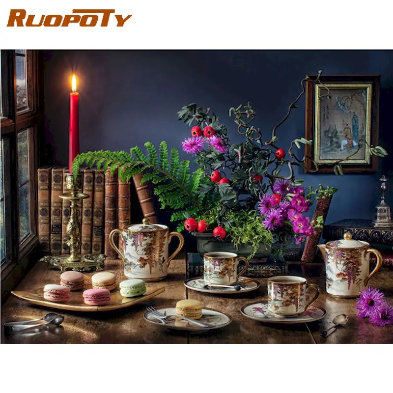 RUOPOTY Frame DIY Painting By Numbers Kits Sweetheart Picture By Numbers Landscape Wall Art Acrylic Paint For Home Decor Art