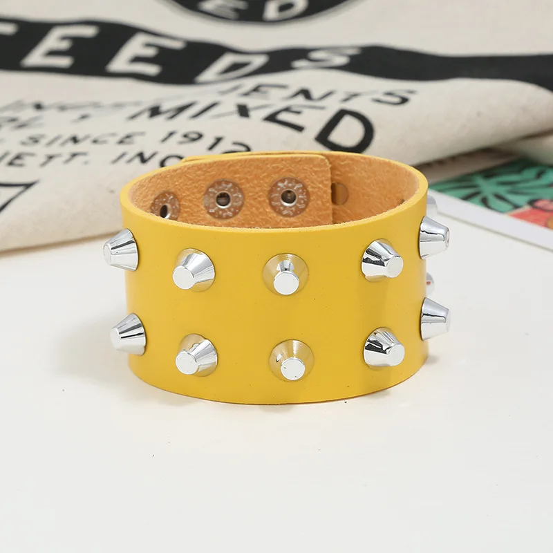 Металлический конусный стад кожаный браслет с заклепками Ретро стиль панк 5
