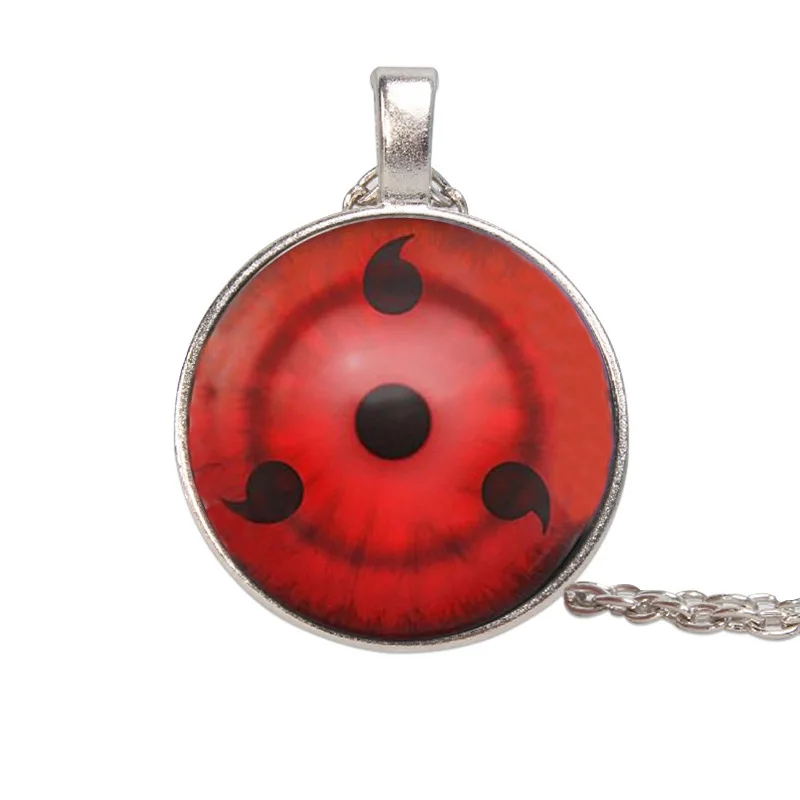 

Sharingan Eye Necklace Naruto Pendant Uchiha Kakashi Mangekyou Glass Cabochon Rinnegan Eyes Anime Jewelry Gift