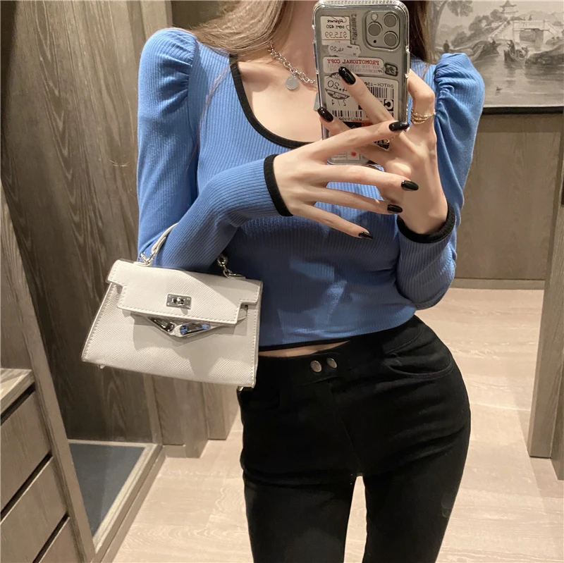 Топ 2020 новинка Женская трикотажная Осенняя короткая Сексуальная Облегающая