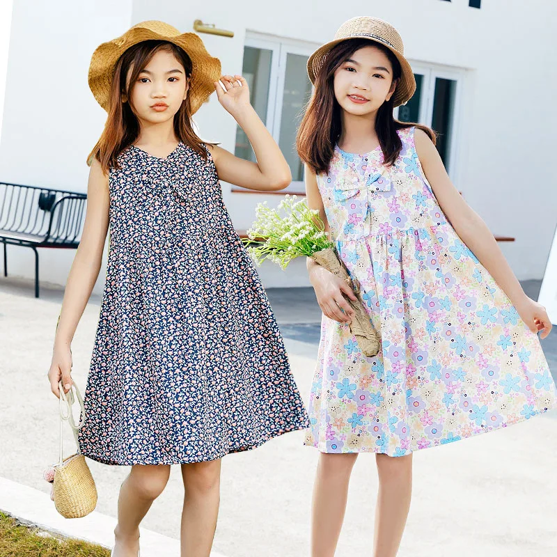 Летнее цветочное платье для девочек 8 9 10 12 14 лет пляжное в богемном стиле 2021