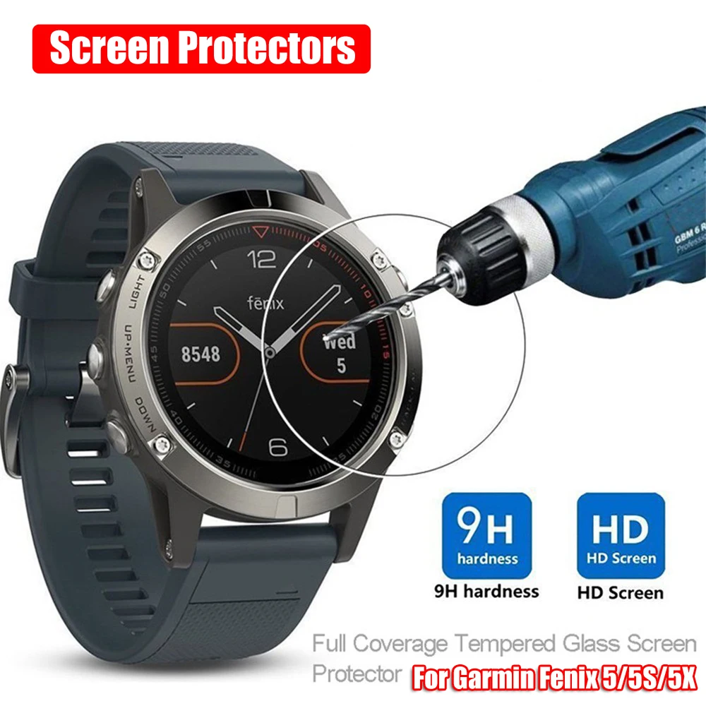 1/2 Pcs 9H Real Full Coverage Film Tempered Glass Watch Screen Protector for Garmin Fenix 5 Smart Phone Accessories | Электроника
