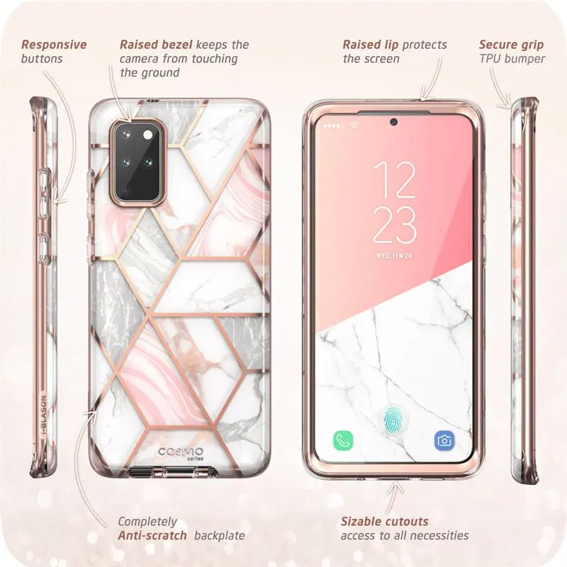 with built in screen protector for samsung galaxy s20 plus 5g case i blason cosmo full body glitter marble bumper cover case free global shipping
