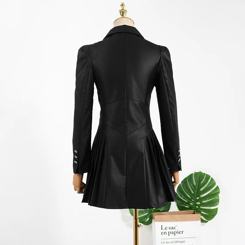 

kpop Seo Yea Ji autumn fashion new black double breasted suit collar Pleated Dress women Streetwear sexy High waist mini dresses