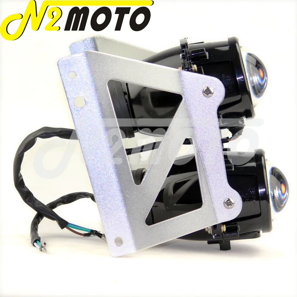 Двойной Спорт двойной светильник Мотоцикл головной проектор передняя лампа