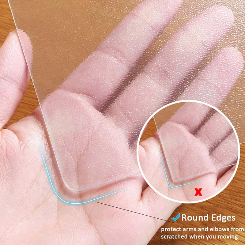

90*45CM PVC Transparent Frosted Table Mat Oil-proof Waterproof Soft Computer Desk Mat Plastic Tablecloth Desk Mat Fillet