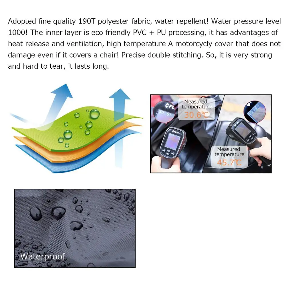 

190T Taffeta Black Motors Bike Motorcycle Covers Dust Water Rain Proof Outdoor Indoor Rain UV Protector Cover Coat Scooter D20
