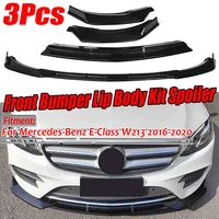 3pcs glossy black car front bumper splitter lip spoiler cover trim guard protector for mercedes for benz e class w213 2016 2020