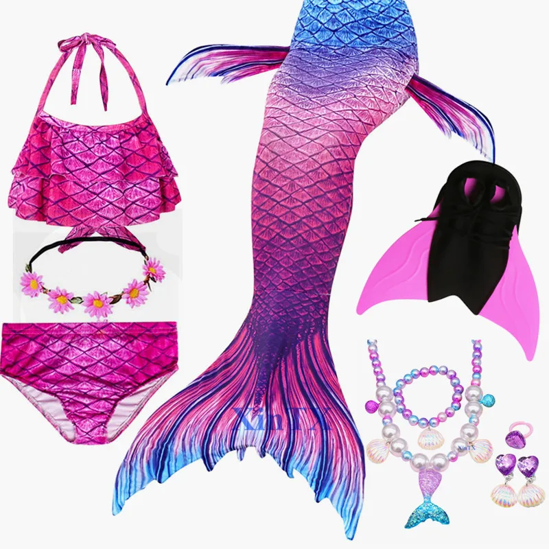 Детский купальный костюм с хвостом Русалочки для девочек косплей пляжное платье
