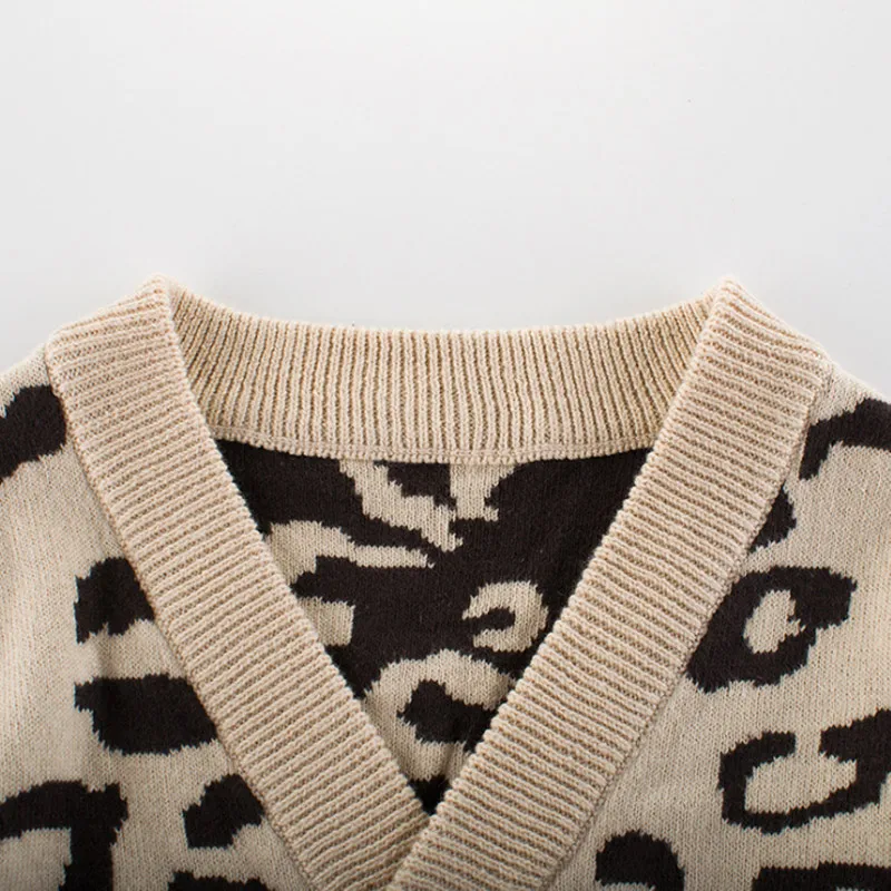 Трикотажные кардиганы для маленьких девочек свитер с леопардовым принтом