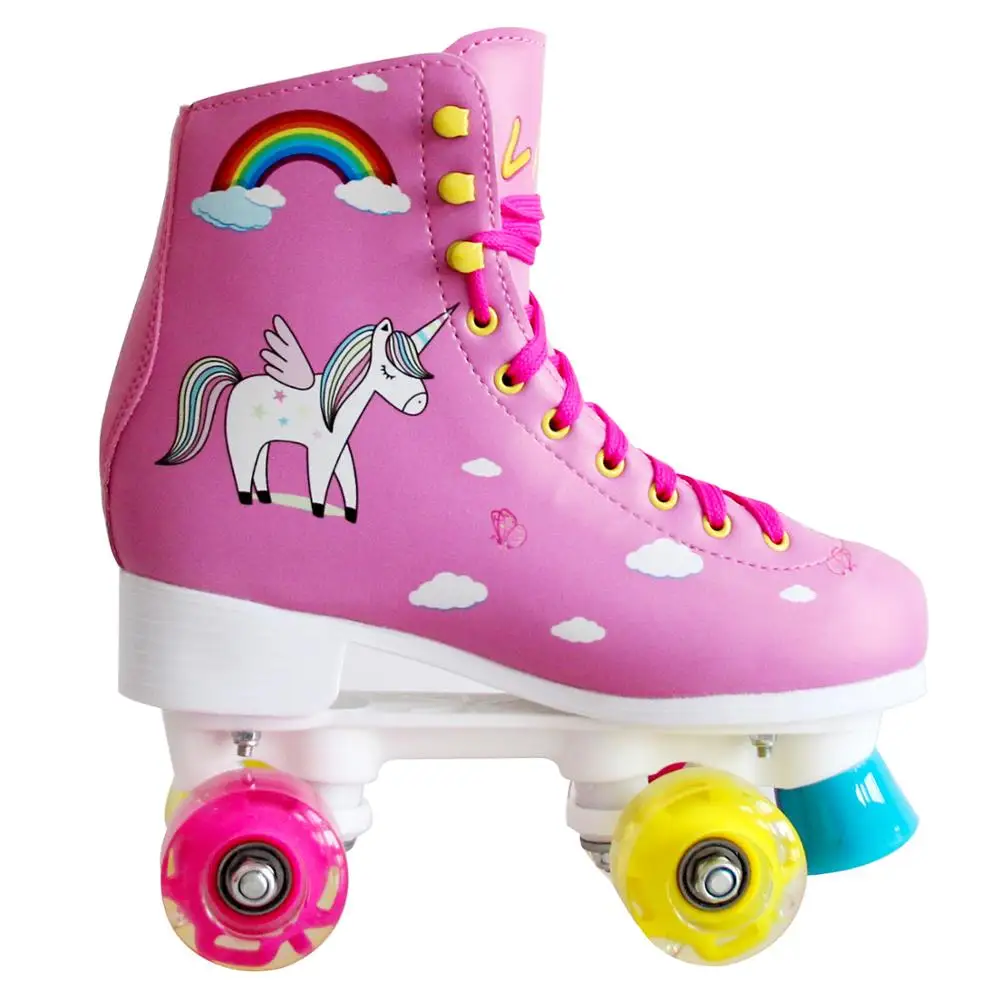 Children's 4 Led Light Wheels Balanced Skates Double Roller Skate Quad Skate High Quality Safety Beginner's Skates