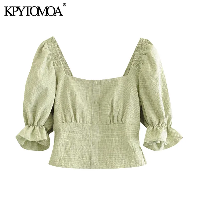 Женская укороченная блузка KPYTOMOA винтажная эластичная Блузка с оборками и