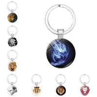 2021 personality domineering jungle golden lion king fashion key ring jewelry pendant convex glass keychain