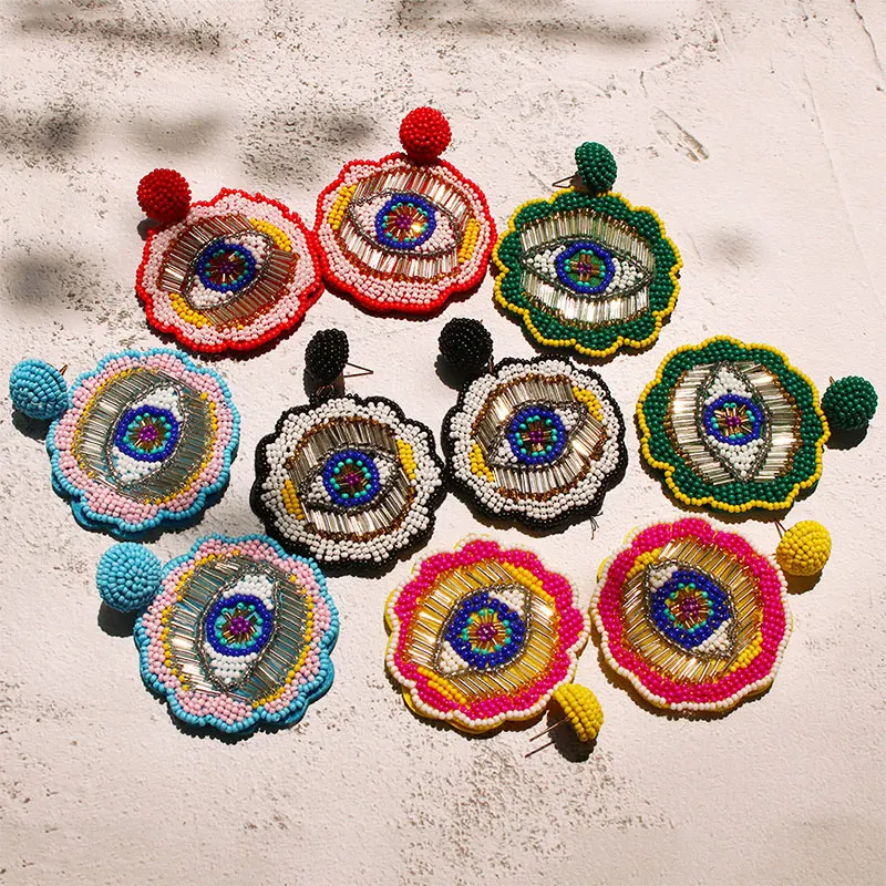 

Модные висячие серьги ручной работы с кристаллами и бисером, ювелирные изделия, серьги для женщин и девушек, богемные свадебные подарки, кру...