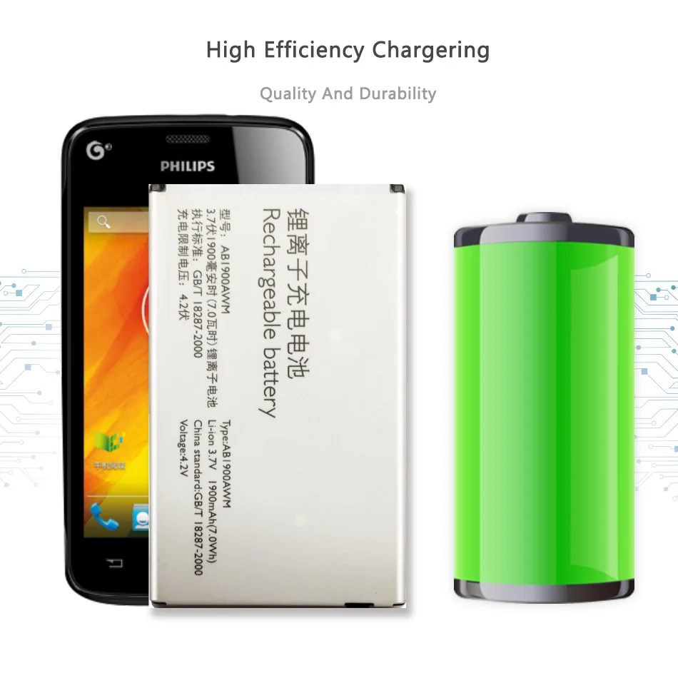 

AB1900AWM Mobile Phone Replacement Battery For PHILIPS Xenium X710 CTX710 W715