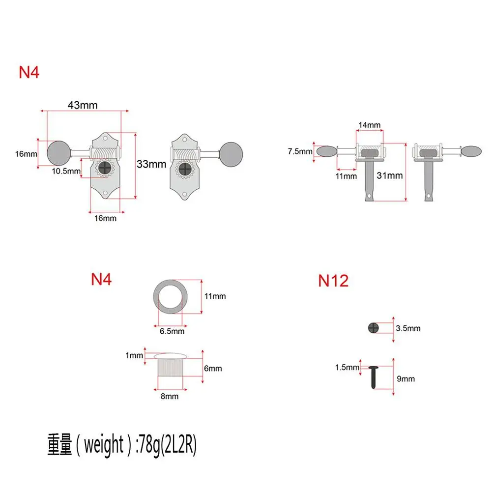 

Guitar Tuning Buttons Machine Tuner Knob 2 Left 2 Right Wooden Tuning Knob for Stringed Guitar Instrument