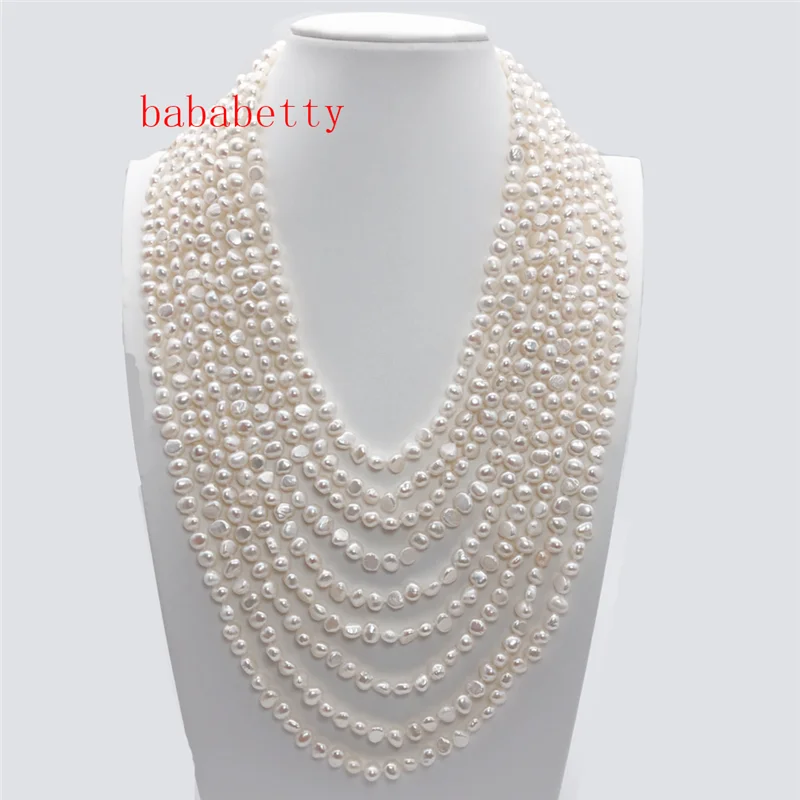 Ожерелье из пресноводного жемчуга в стиле барокко 9 нитей 6 7 мм|pearl nacklace|pearl sideways