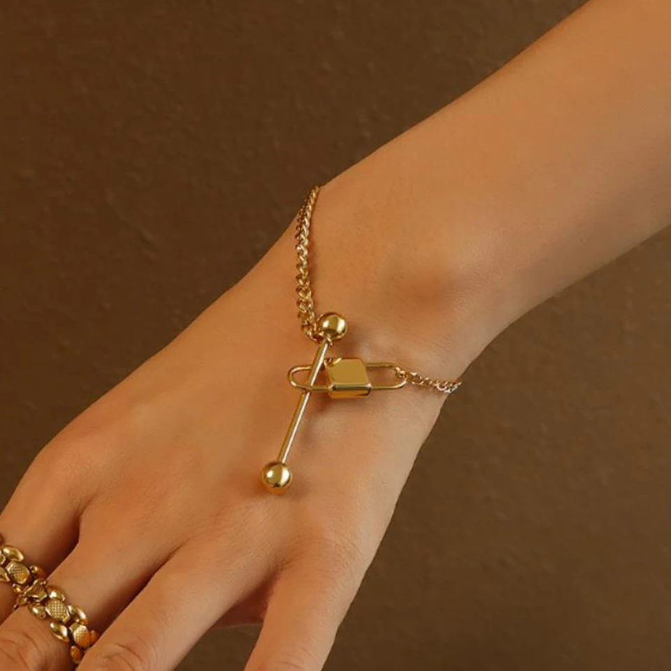 

New Luxury Never Fade Fashion 316L Stainless Steel Heart Lock Necklace And Bracelet 18K Gold Color Jewelry Sets For Women