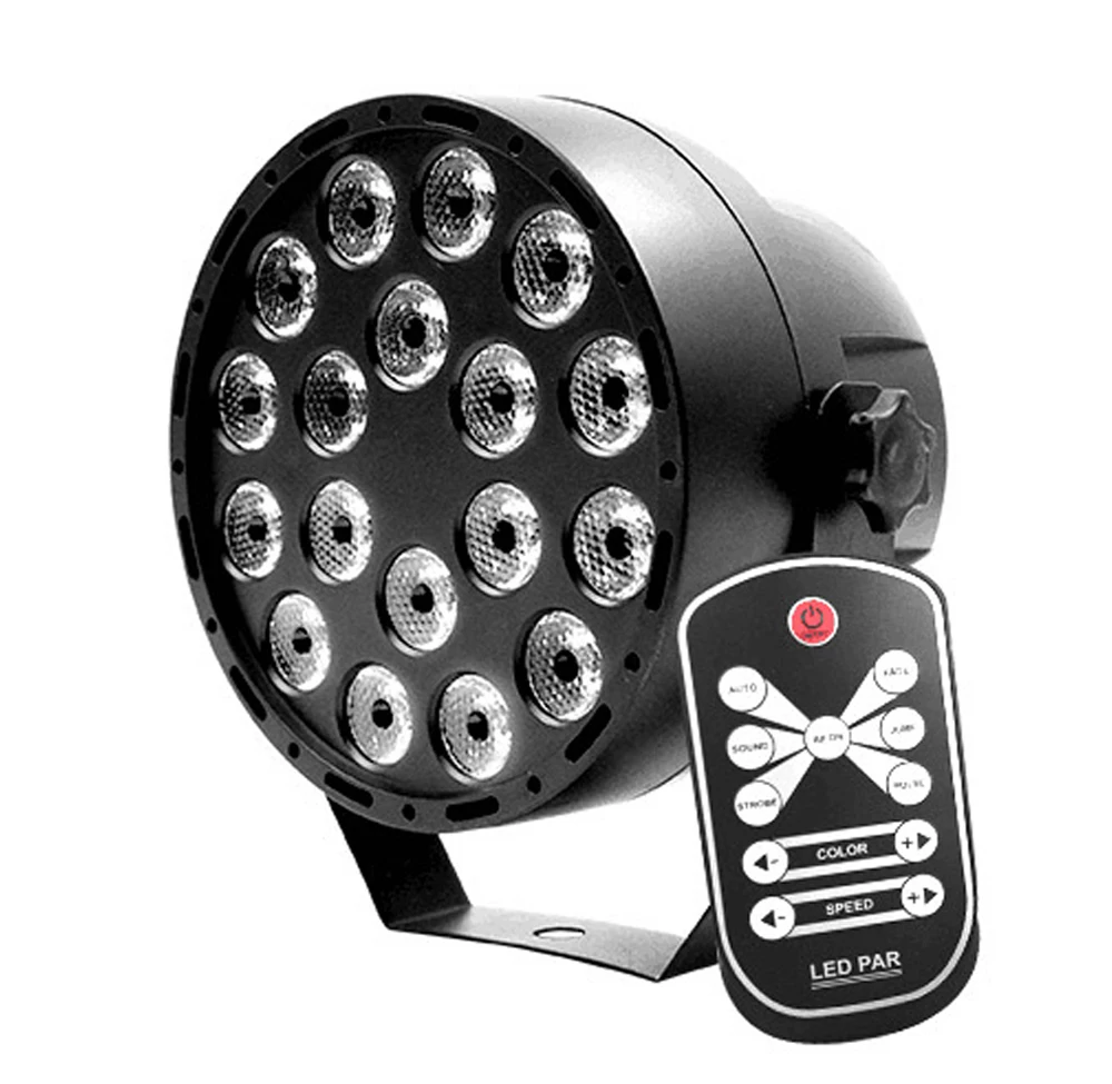 DMX/Remote Control LED Flat Par 18LEDS UV Lighting LED Par Light Strobe Effect Party Dj Disco Bar Light UV Par LED Light 2 Pack