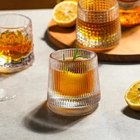 tumbler whiskey spinning rocking thick glass lead free transparent crystal beer wine cocktail vodka cup drinkware bar gifts