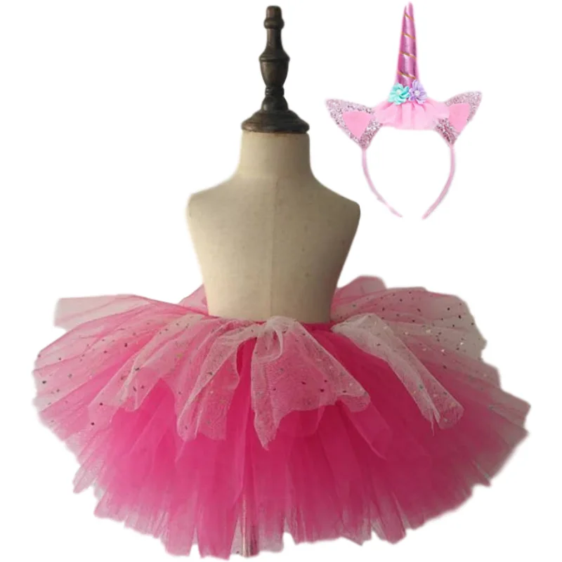 hotpink Color with sequins Handmade Fluffy Girls Ballet Dance Costume Tutu Skirt|Юбки| |