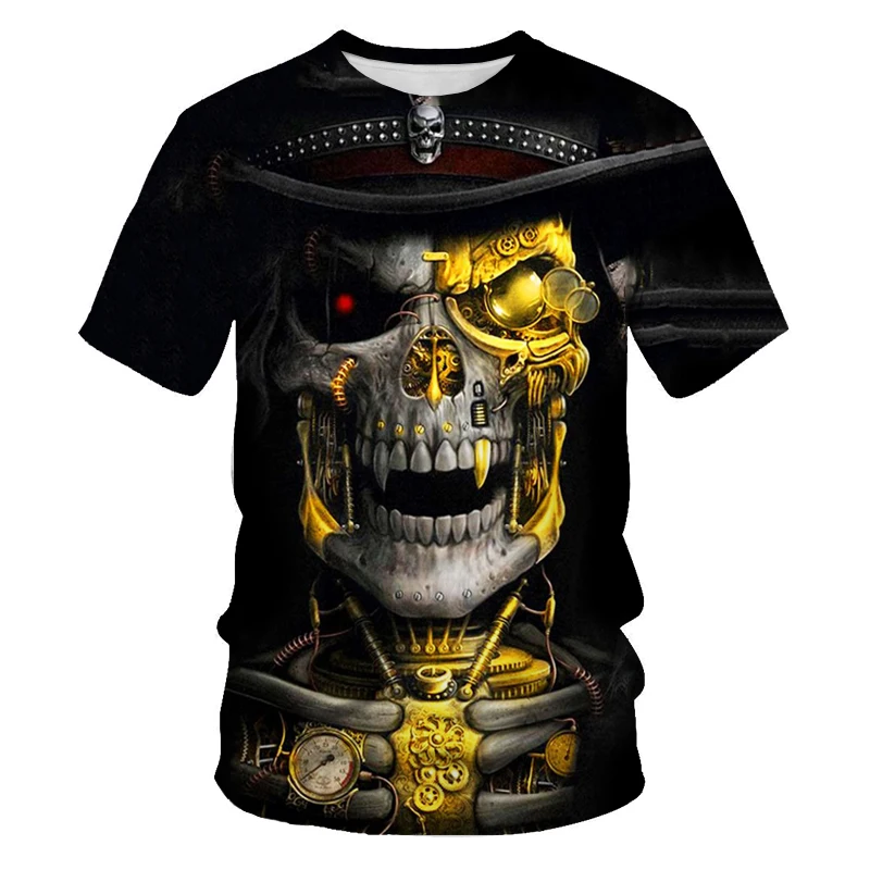 

Summer fashion round neck sports t-shirt horror skull print short-sleeved t-shirt men's casual T-shirt men's clothing