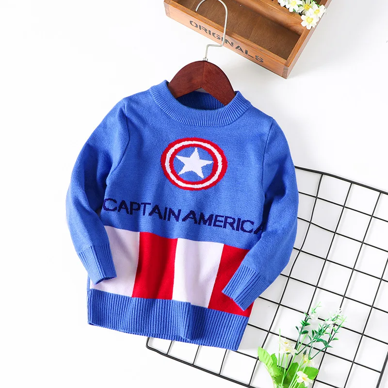 Свитера с супергероями для мальчиков Одежда маленьких Теплый зимний свитер