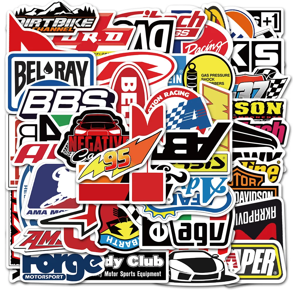 

50PCS Girls Cool Racing Logo Graffiti Stickers Car Guitar Motorcycle Luggage Suitcase DIY Classic Toy For Kids ZC194