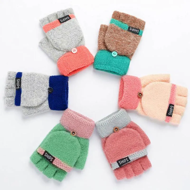 Женские мягкие митенки перчатки с откидной крышкой теплые прочные вязаные для
