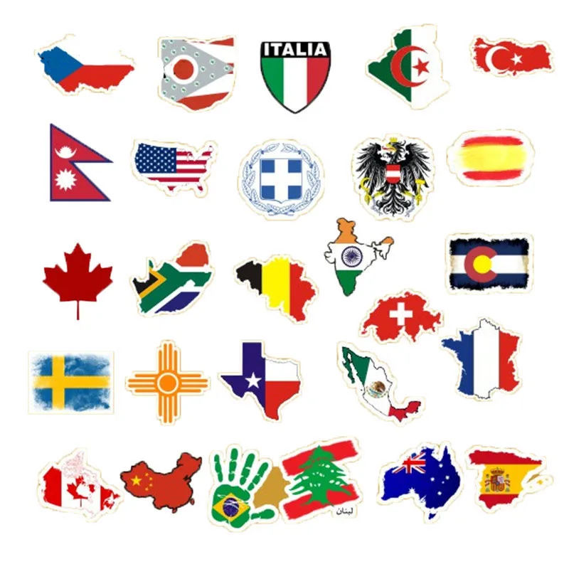 10/50 шт./лот наклейка с национальными флагами для ноутбука багажника скейтборда
