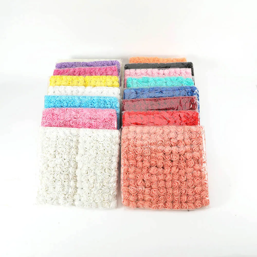 Искусственные мини розы 2 см 144 шт. букет из разноцветных цветов с пеной свадебные