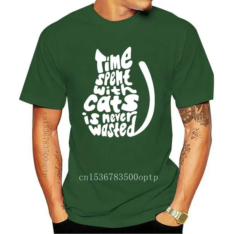 

New Time Spent with Cats is never wasted Print Women tshirt Cotton Casual Funny t shirt Gift Lady Yong Girl Top Tee 6 Color A-11