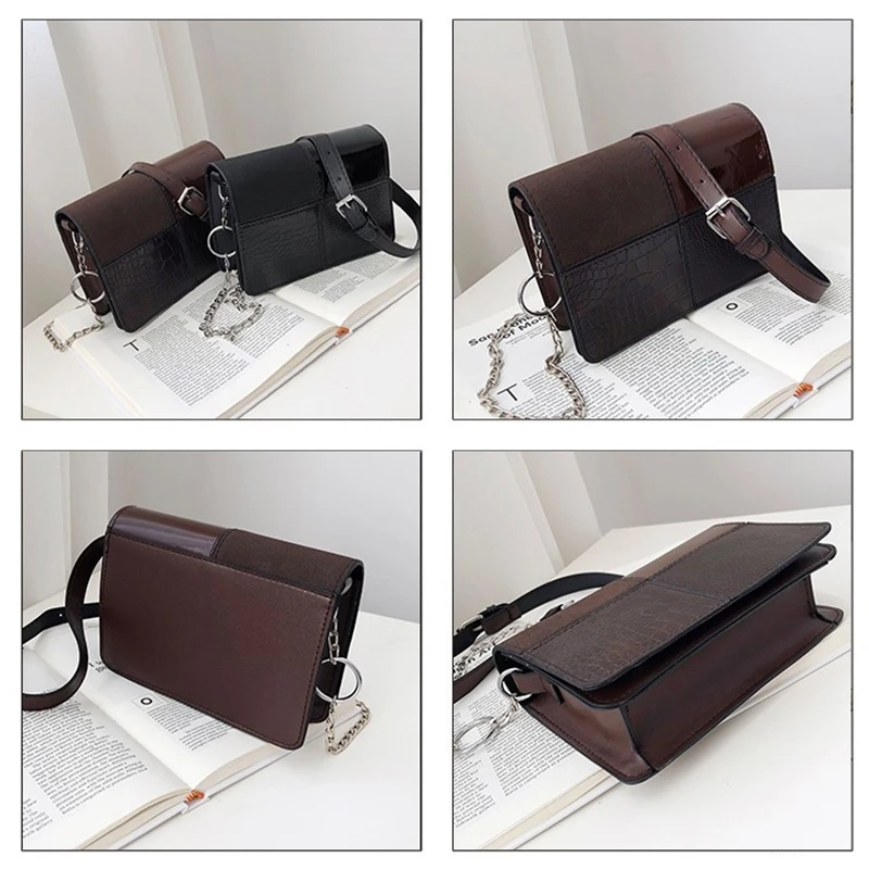 

Luxury Handbags Women Bags Designer Fashion Vintage Flap Bag Chain Girl Crossbody Bag Splice PU Leather Women's Shoulder Bags