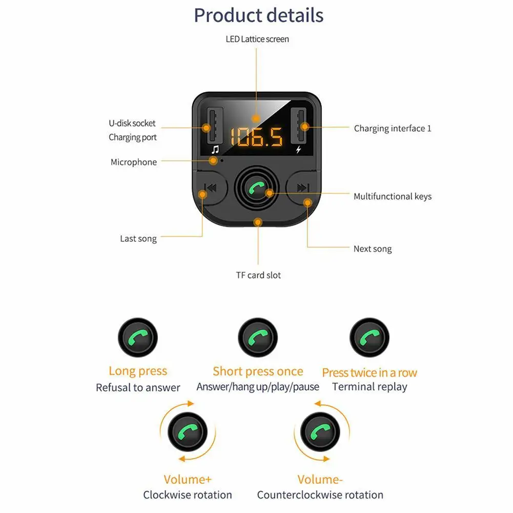 Двойное USB Автомобильное зарядное устройство с fm-передатчиком Bluetooth Hands-Free FM модулятор автомобильное зарядное устройство для телефона для IPhone
