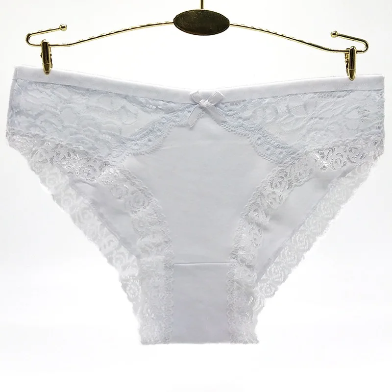White AIDEVER кружевное цветочное сексуальное нижнее белье для женщин хлопковые удобные трусики пуш-ап для девочек повседневное сексуальное искушающее Бикини дамское белье - Цвет: White