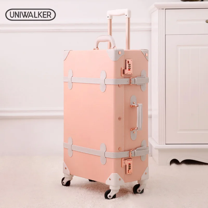 UNIWALKER 20 &quot22&quot 24 &quot26&quot Drawbars &amp PU кожаный чемодан в стиле ретро для путешествий на