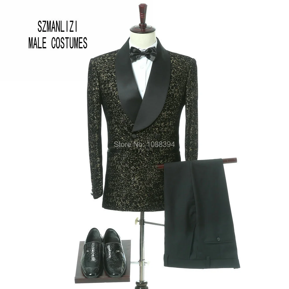 

Мужские золотистые двубортные Бархатные костюмы смокинг для жениха на заказ модный костюм для шафера тонкий смокинг для выпускного вечера ...