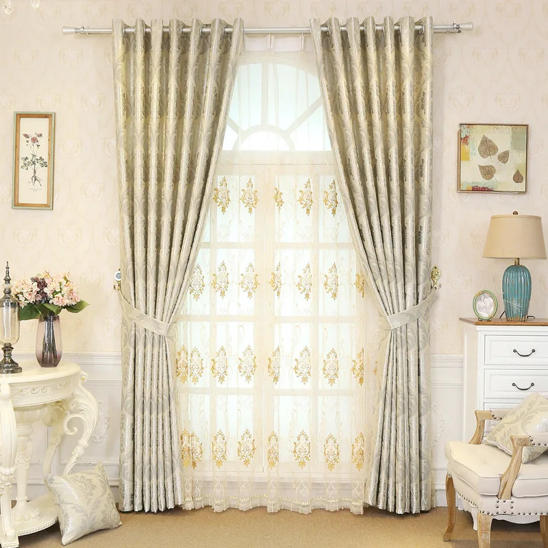 Роскошные европейские шторы для спальни виллы шелковые жаккардовые