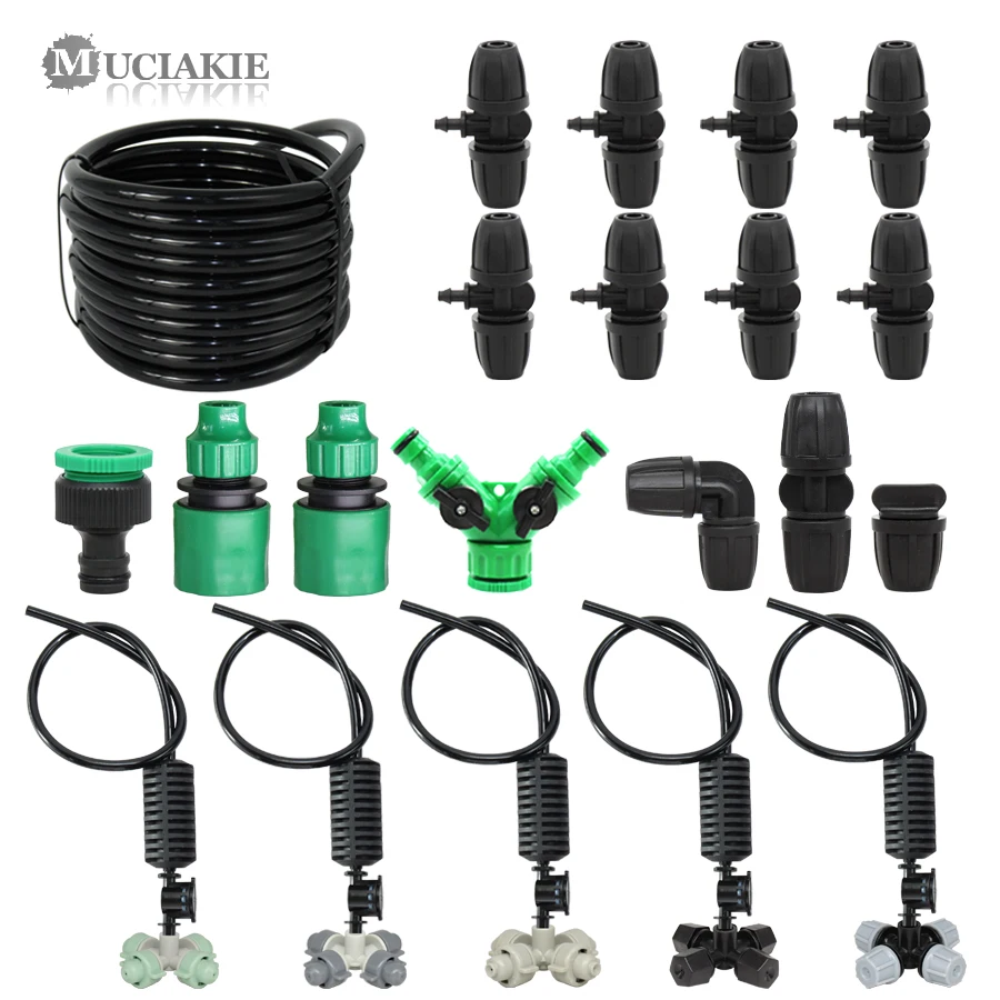 

MUCIAKIE 25M 8/11 Hose DIY Hanging Cross Misting Kit Garden Automatic Watering Spray Sprinkler Irrigation System With Anti-Drip