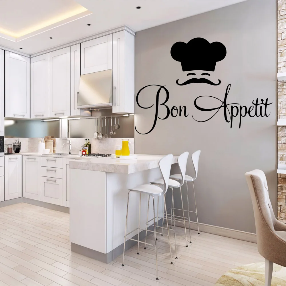 

Cartoon Ban Appetit Kitchern Wall Sticker Restaurant Poster Mural Vinyl Art Removable Home Decor Fashion Decals W654